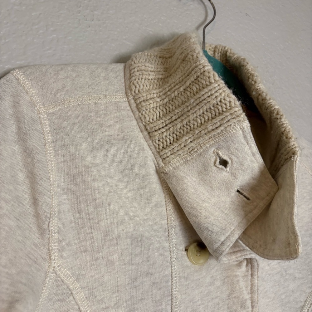 Y2K Abercrombie & Fitch Jacket Cream Button High collar Sweater Knit Large - Picture 5 of 13
